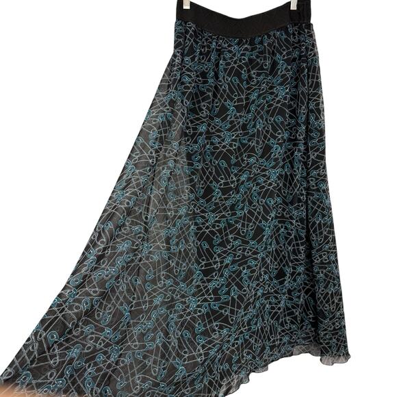 LuLaRoe Safety Pins Lucy Long Chiffon Maxi Skirt Size Medium Sewing Modest - Picture 1 of 8